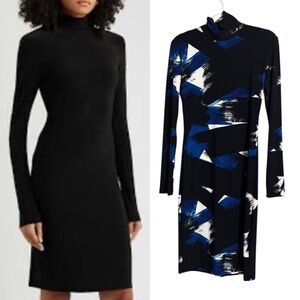 NORMA KAMALI SZ SM STRETCH JERSEY MOCK TURTLENECK DRESS